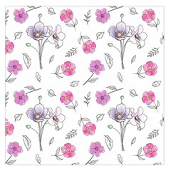 Flowers In One Line Large Satin Scarf (square) by SychEva