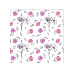 Flowers In One Line Small Satin Scarf (Square)