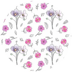 Flowers In One Line Wooden Puzzle Round