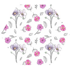 Flowers In One Line Wooden Puzzle Hexagon