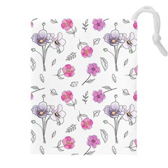 Flowers In One Line Drawstring Pouch (4XL)