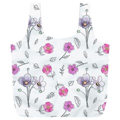 Flowers In One Line Full Print Recycle Bag (xxl) by SychEva