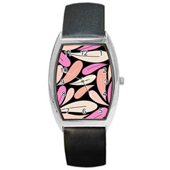 Pattern Feuilles Rose Peche Jaune Barrel Style Metal Watch by alllovelyideas