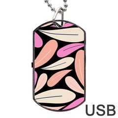 Pattern Feuilles Rose Peche Jaune Dog Tag Usb Flash (one Side) by alllovelyideas