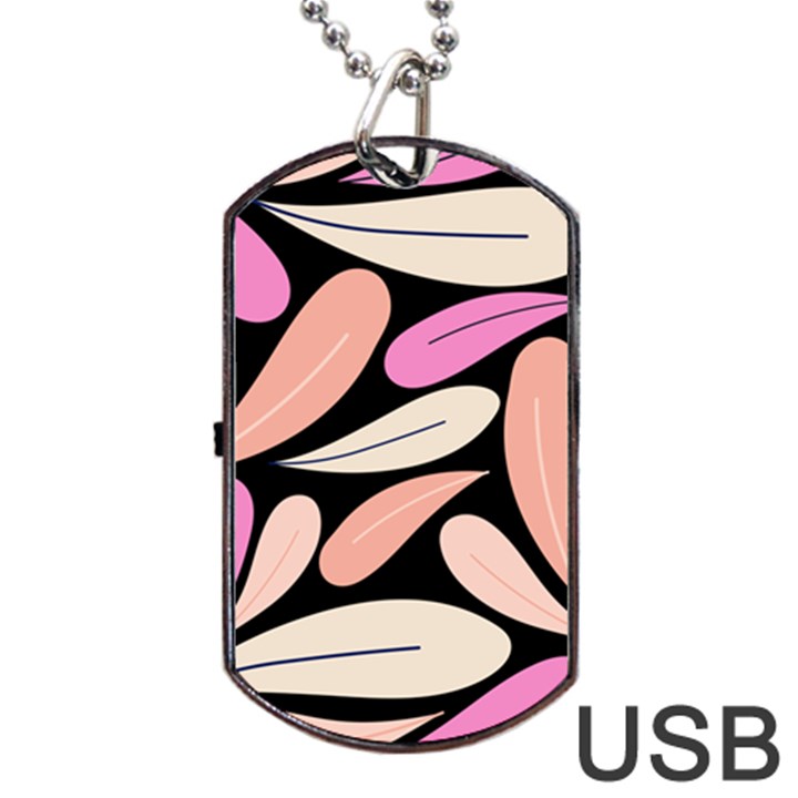 Pattern Feuilles Rose Peche Jaune Dog Tag USB Flash (Two Sides)