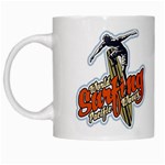 surfing Cute lion father White Coffee Mug Left