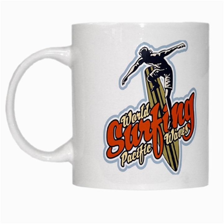 surfing Cute lion father White Coffee Mug