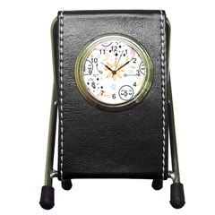 Pattern Mystic Pen Holder Desk Clock