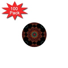 Colored Mandala Dark 2 1  Mini Buttons (100 Pack) 