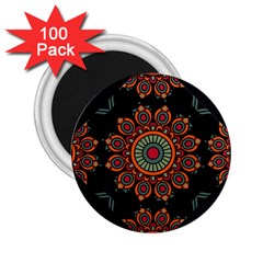 Colored Mandala Dark 2 2 25  Magnets (100 Pack) 