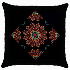 Colored Mandala Dark 2 Throw Pillow Case (black) by byali