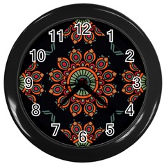 Colored Mandala Dark 2 Wall Clock (black)