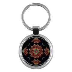 Colored Mandala Dark 2 Key Chain (round) by byali