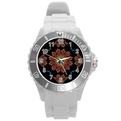 Colored Mandala Dark 2 Round Plastic Sport Watch (l) by byali