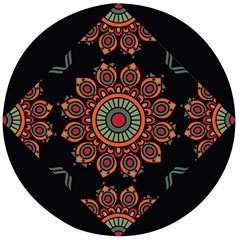 Colored Mandala Dark 2 Wooden Bottle Opener (round) by byali