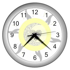 Soleil-lune-oeil Wall Clock (Silver)