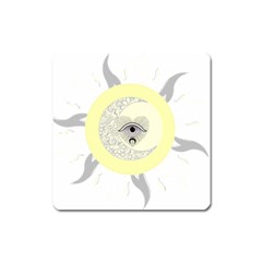 Soleil-lune-oeil Square Magnet by byali