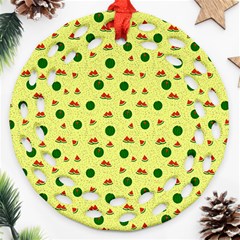 Watermelon Round Filigree Ornament (two Sides)