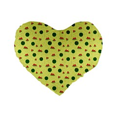 Watermelon Standard 16  Premium Flano Heart Shape Cushions