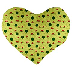 Watermelon Large 19  Premium Heart Shape Cushions