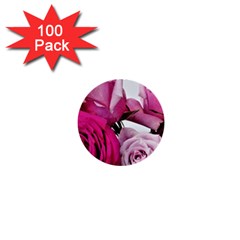 Magenta Roses 1  Mini Buttons (100 Pack)  by kaleidomarblingart