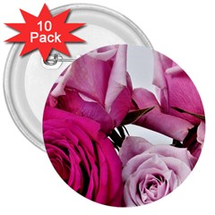 Magenta Roses 3  Buttons (10 Pack)  by kaleidomarblingart