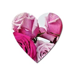 Magenta Roses Heart Magnet by kaleidomarblingart