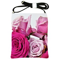 Magenta Roses Shoulder Sling Bag by kaleidomarblingart