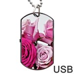 Magenta roses Dog Tag USB Flash (Two Sides) Front