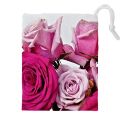 Magenta Roses Drawstring Pouch (5xl) by kaleidomarblingart