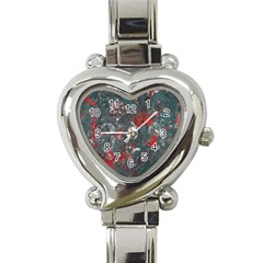 Multicolored Surface Texture Print Heart Italian Charm Watch by dflcprintsclothing