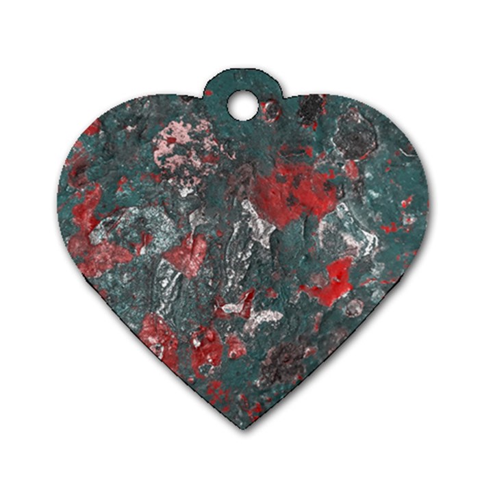 Multicolored Surface Texture Print Dog Tag Heart (One Side)