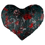 Multicolored Surface Texture Print Large 19  Premium Flano Heart Shape Cushions Back