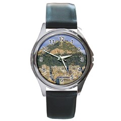 Atenas Aerial View Cityscape Photo Round Metal Watch by dflcprintsclothing