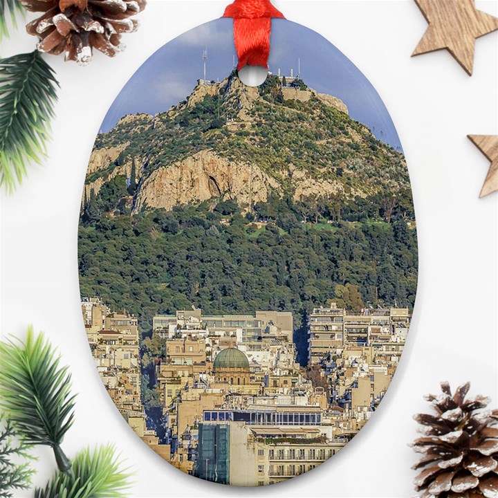 Atenas Aerial View Cityscape Photo Ornament (Oval)