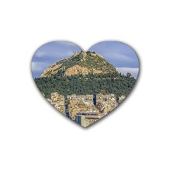 Atenas Aerial View Cityscape Photo Rubber Coaster (heart)  by dflcprintsclothing