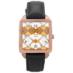 Abstract African Pattern Rose Gold Leather Watch  by gloriasanchez