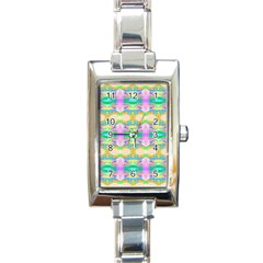 Colorful Neon Pattern  Rectangle Italian Charm Watch by gloriasanchez