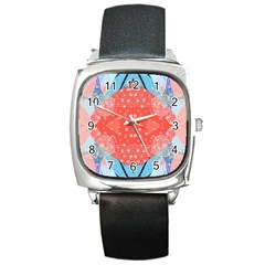 Chic Boho Print E Square Metal Watch