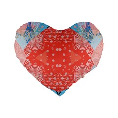 Chic Boho Print E Standard 16  Premium Flano Heart Shape Cushions by gloriasanchez