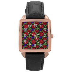 Spanish Passion Floral Pattern Rose Gold Leather Watch  by gloriasanchez