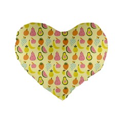 Tropical Fruits Pattern  Standard 16  Premium Heart Shape Cushions by gloriasanchez