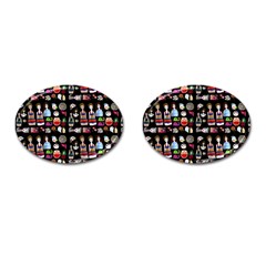 Drawing Collage Black Cufflinks (oval) by snowwhitegirl