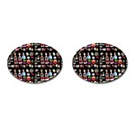 Drawing Collage Black Cufflinks (Oval) Front(Pair)