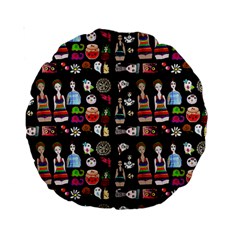 Drawing Collage Black Standard 15  Premium Round Cushions by snowwhitegirl