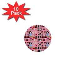 Drawing Collage Pink 1  Mini Buttons (10 Pack)  by snowwhitegirl