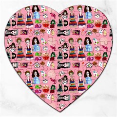 Drawing Collage Pink Jigsaw Puzzle (heart) by snowwhitegirl