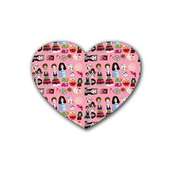 Drawing Collage Pink Heart Coaster (4 Pack) 