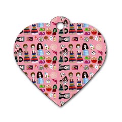 Drawing Collage Pink Dog Tag Heart (one Side) by snowwhitegirl