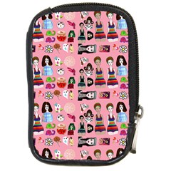 Drawing Collage Pink Compact Camera Leather Case by snowwhitegirl